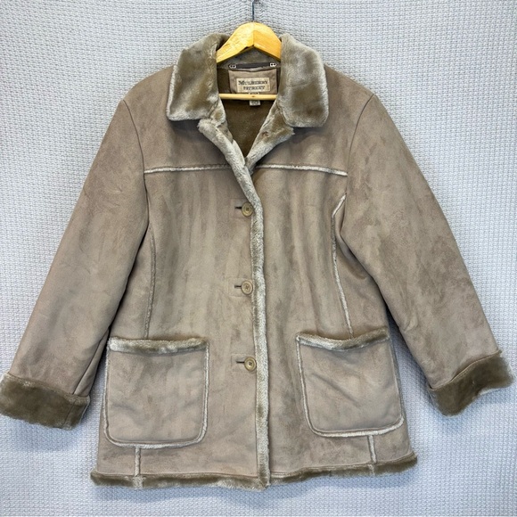 Mulberry Street Jackets & Blazers - Vintage Chore Barn Coat Jacket Womens M Faux Suede Sherpa Lined Mulberry Street